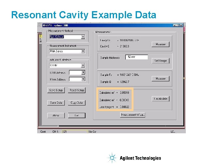 Resonant Cavity Example Data 