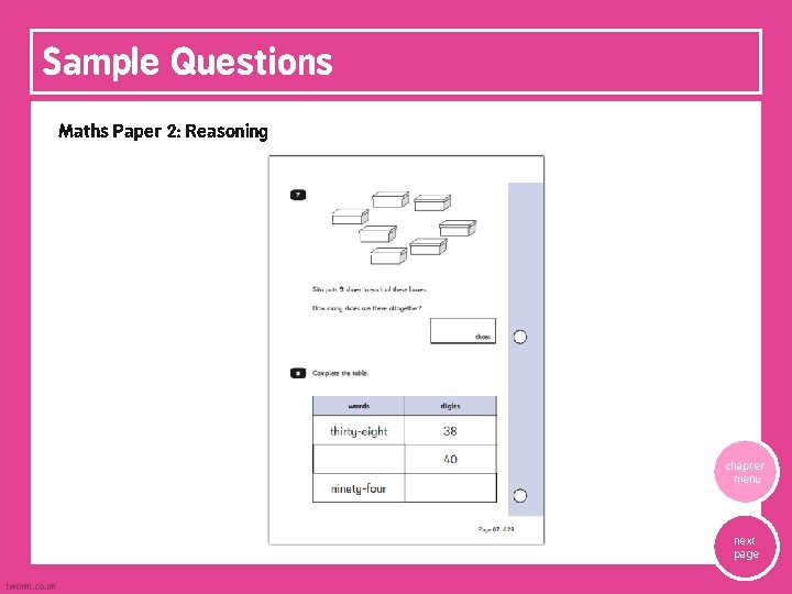Sample Questions Maths Paper 2: Reasoning chapter menu next page Sample Questions Maths Paper 2: Reasoning chapter menu next page