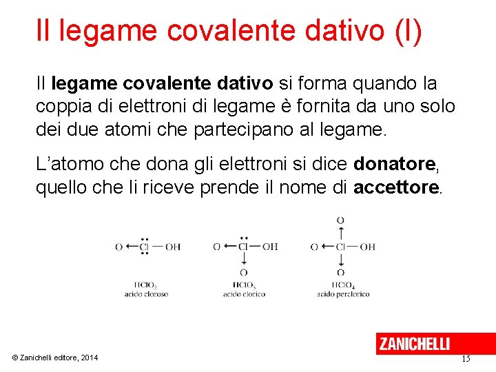 Il legame covalente dativo (I) Il legame covalente dativo si forma quando la coppia