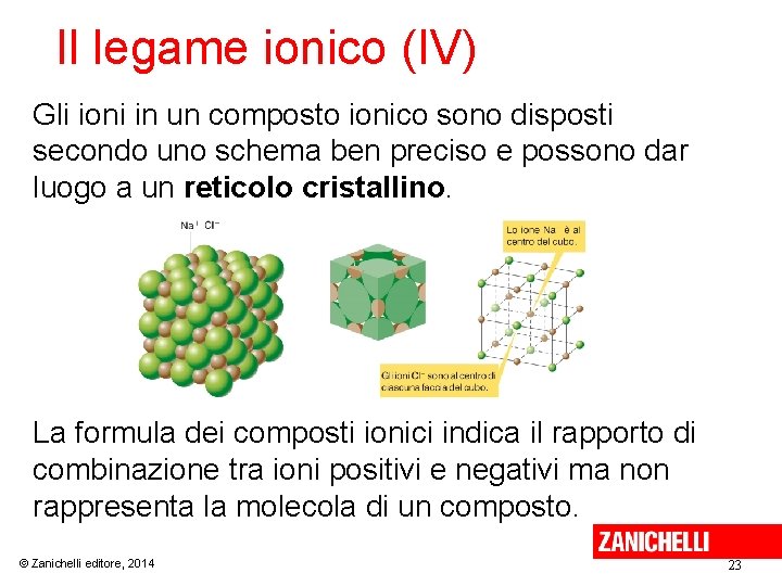 Il legame ionico (IV) Gli ioni in un composto ionico sono disposti secondo uno