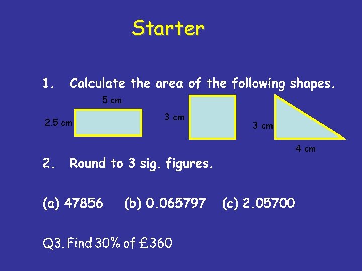 Starter 5 cm 2. 5 cm 3 cm 4 cm 