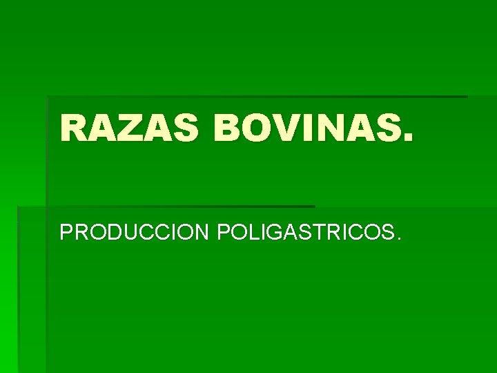 RAZAS BOVINAS. PRODUCCION POLIGASTRICOS. 