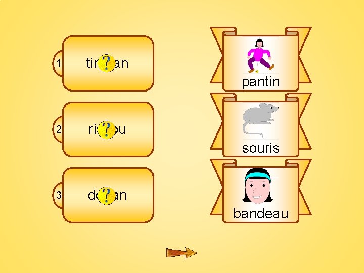 3 B 1 timpan pantin 2 rissou souris 3 doban bandeau 