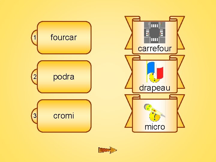 6 1 fourcar carrefour 2 podra drapeau 3 cromi micro 