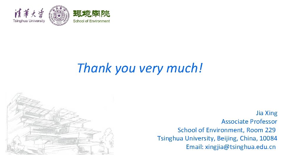 Thank you very much! Jia Xing Associate Professor School of Environment, Room 229 Tsinghua Thank you very much! Jia Xing Associate Professor School of Environment, Room 229 Tsinghua