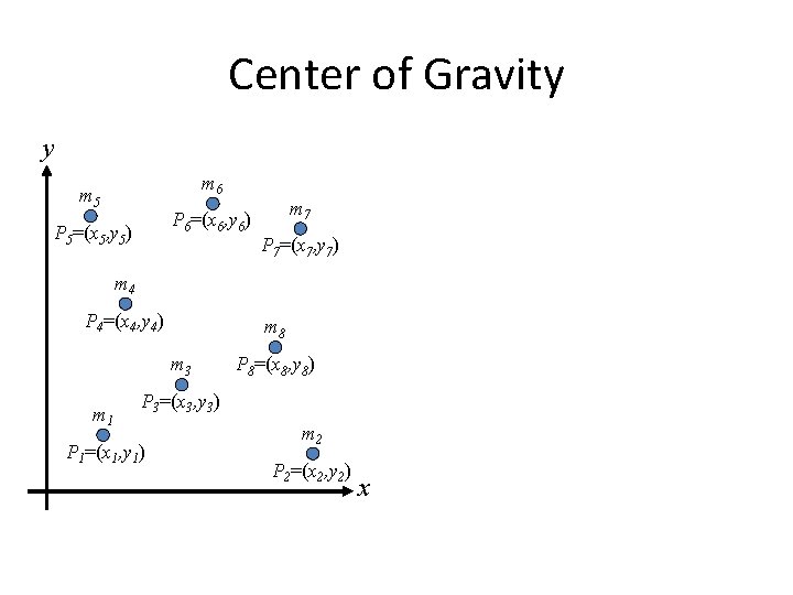 Center of Gravity y m 6 m 5 P 6=(x 6, y 6) P