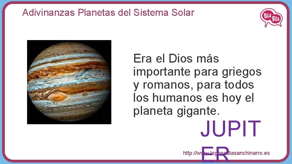 Adivinanzas Planetas del Sistema Solar Era el Dios más importante para griegos y romanos,
