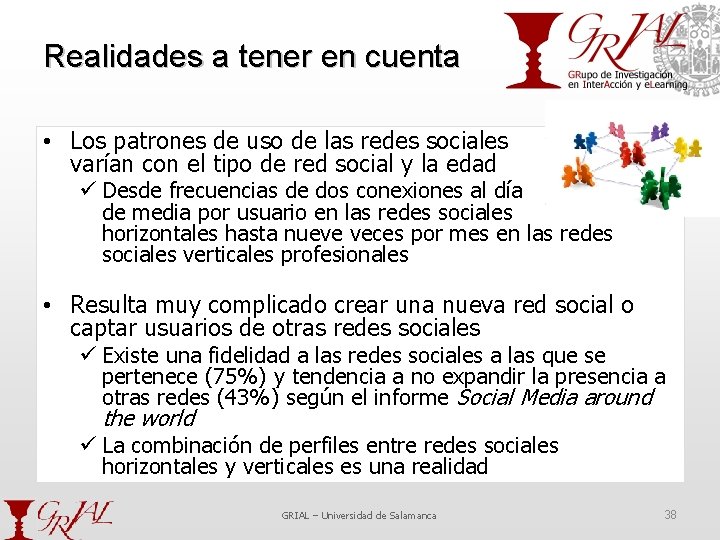 Realidades a tener en cuenta • Los patrones de uso de las redes sociales