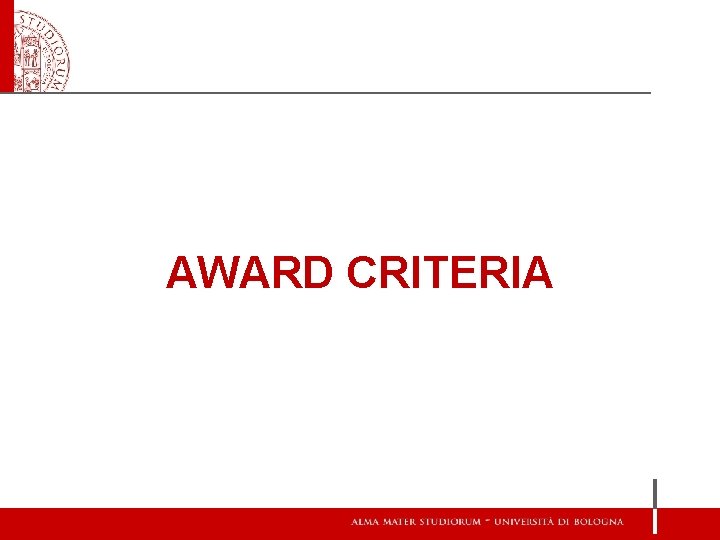 AWARD CRITERIA 