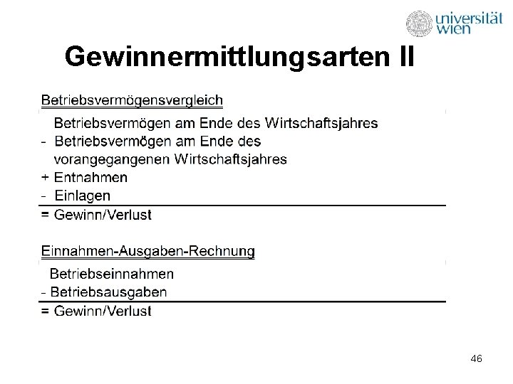 Gewinnermittlungsarten II 46 