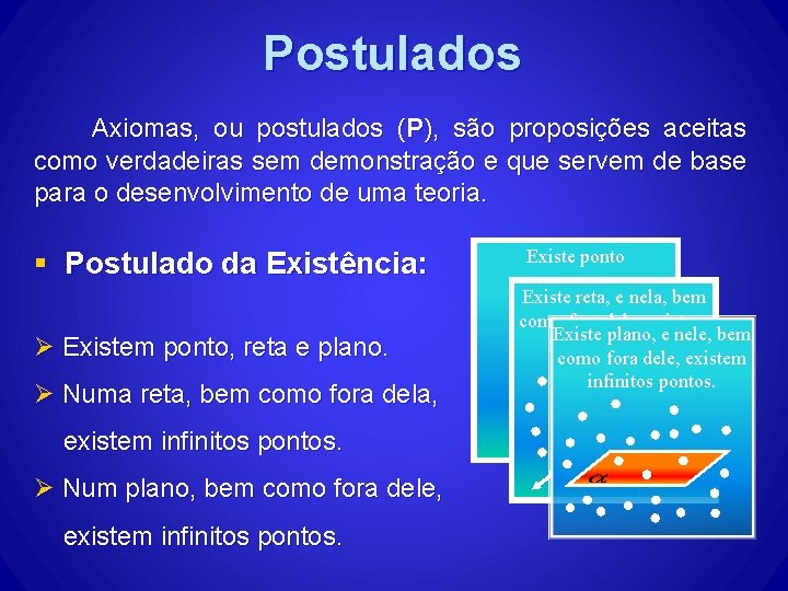 Postulados Axiomas, ou postulados (P), são proposições aceitas como verdadeiras sem demonstração e que Postulados Axiomas, ou postulados (P), são proposições aceitas como verdadeiras sem demonstração e que