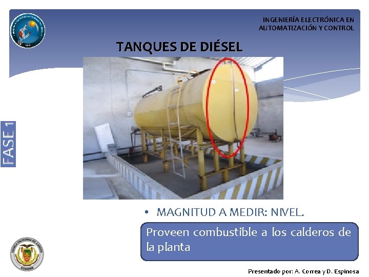 INGENIERÍA ELECTRÓNICA EN AUTOMATIZACIÓN Y CONTROL TANQUES DE DIÉSEL • MAGNITUD A MEDIR: NIVEL.