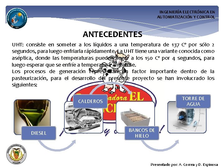 INGENIERÍA ELECTRÓNICA EN AUTOMATIZACIÓN Y CONTROL ANTECEDENTES UHT: consiste en someter a los líquidos