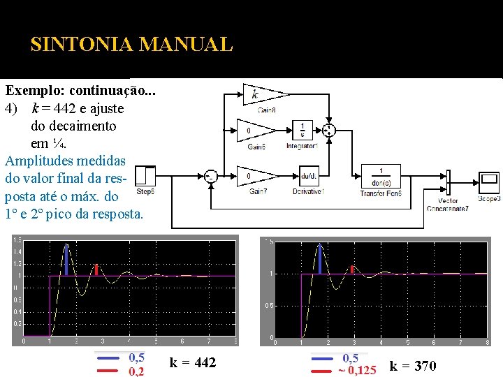 SINTONIA MANUAL Exemplo: continuação. . . 4) k = 442 e ajuste do decaimento