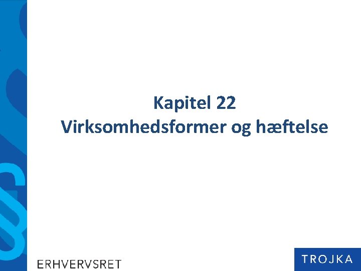 Kapitel 22 Virksomhedsformer og hæftelse 