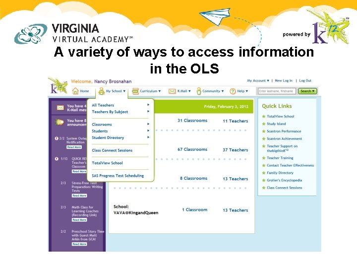 A variety of ways to access information in the OLS A variety of ways to access information in the OLS