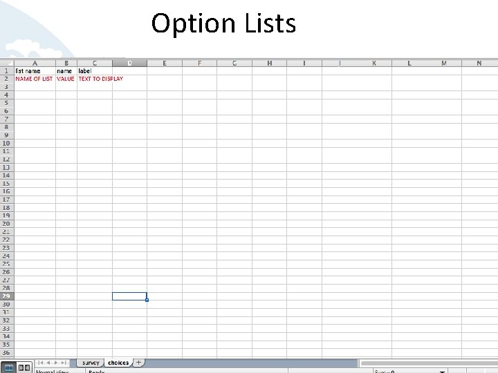 Option Lists 
