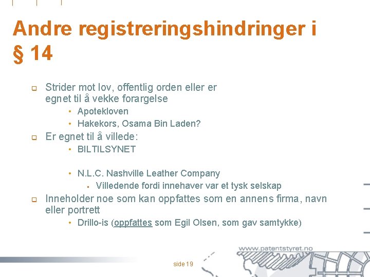 Andre registreringshindringer i § 14 q Strider mot lov, offentlig orden eller er egnet