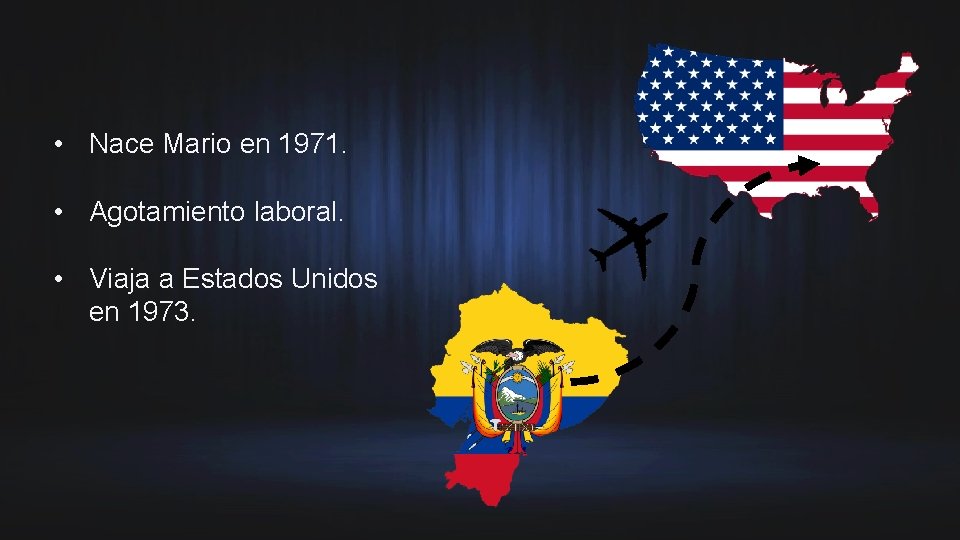  • Nace Mario en 1971. • Agotamiento laboral. • Viaja a Estados Unidos