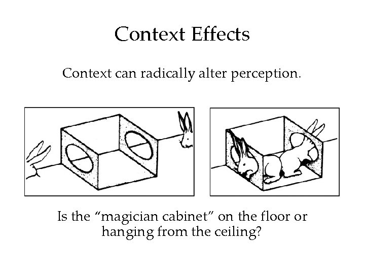 Context Effects Context can radically alter perception. Is the “magician cabinet” on the floor