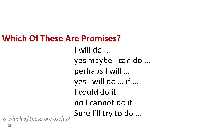 Which Of These Are Promises? & which of these are useful? 23 I will