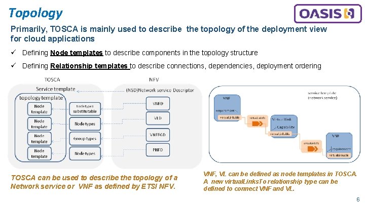 Topology Primarily, TOSCA is mainly used to describe the topology of the deployment view
