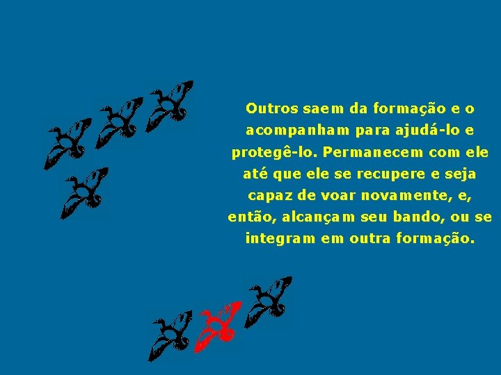 Outros saem da formação e o acompanham para ajudá-lo e protegê-lo. Permanecem com ele
