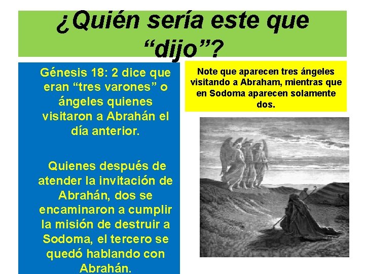 ¿Quién sería este que “dijo”? Génesis 18: 2 dice que eran “tres varones” o