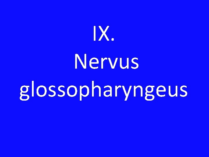 IX. Nervus glossopharyngeus 