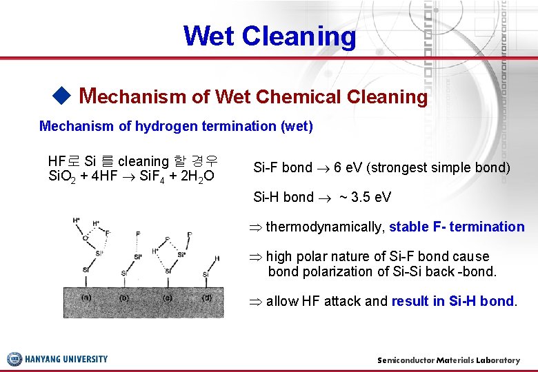 Wet Cleaning ◆ Mechanism of Wet Chemical Cleaning Mechanism of hydrogen termination (wet) HF로