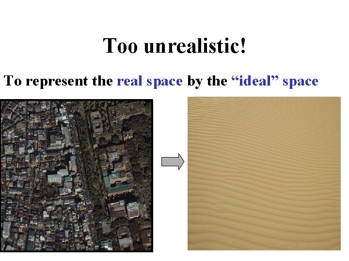 Too unrealistic! To represent the real space by the “ideal” space 