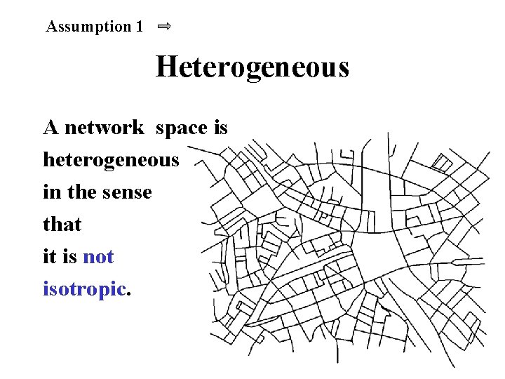 Assumption 1 Heterogeneous A network space is heterogeneous in the sense that it is