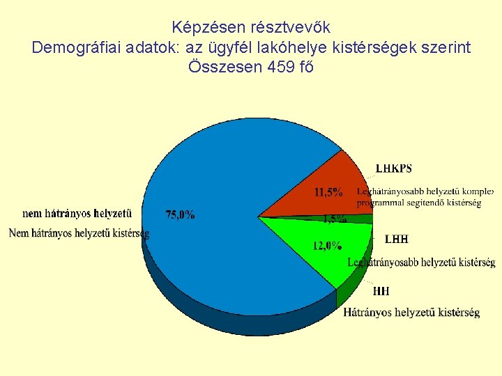Képzésen résztvevők Demográfiai adatok: az ügyfél lakóhelye kistérségek szerint Összesen 459 fő 