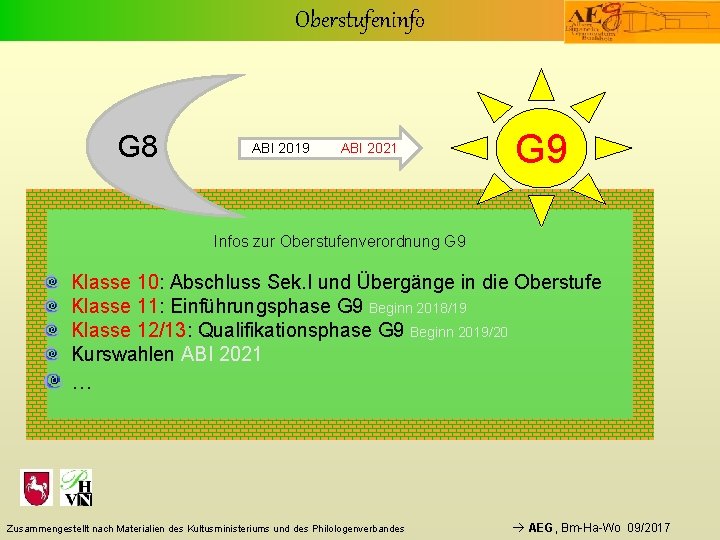 Oberstufeninfo G 8 ABI 2019 ABI 2021 G 9 Infos zur Oberstufenverordnung G 9