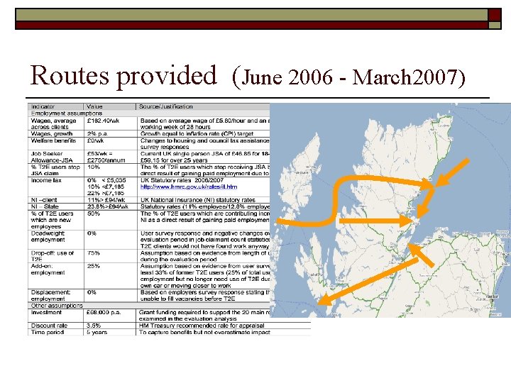 Routes provided (June 2006 - March 2007) 