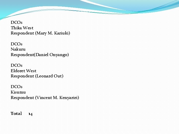 DCOs Thika West Respondent (Mary M. Kariuki) DCOs Nakuru Respondent(Daniel Onyango) DCOs Eldoret West