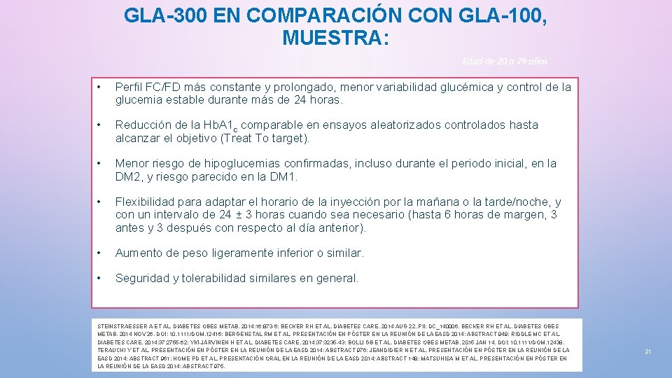 GLA-300 EN COMPARACIÓN CON GLA-100, MUESTRA: Edad de 20 a 79 años • Perfil