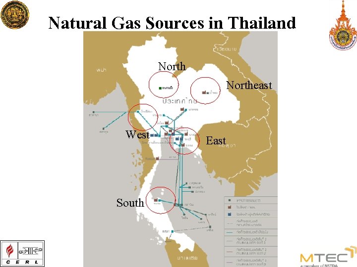 Natural Gas Sources in Thailand North West South Northeast East 