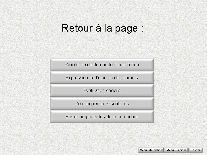 Retour à la page : Procédure de demande d’orientation Expression de l’opinion des parents