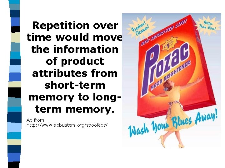 Repetition over time would move the information of product attributes from short-term memory to Repetition over time would move the information of product attributes from short-term memory to
