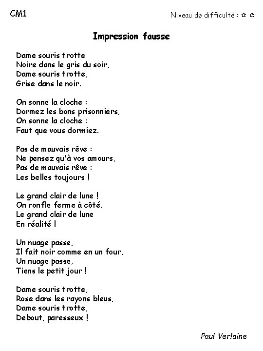 CM 1 Niveau de difficulté : Impression fausse Dame souris trotte Noire dans le CM 1 Niveau de difficulté : Impression fausse Dame souris trotte Noire dans le