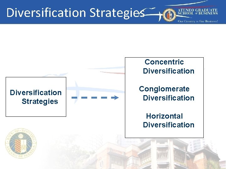 Diversification Strategies Concentric Diversification Strategies Conglomerate Diversification Horizontal Diversification 