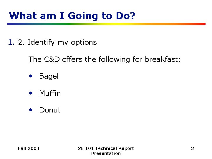 What am I Going to Do? 1. 2. Identify my options The C&D offers