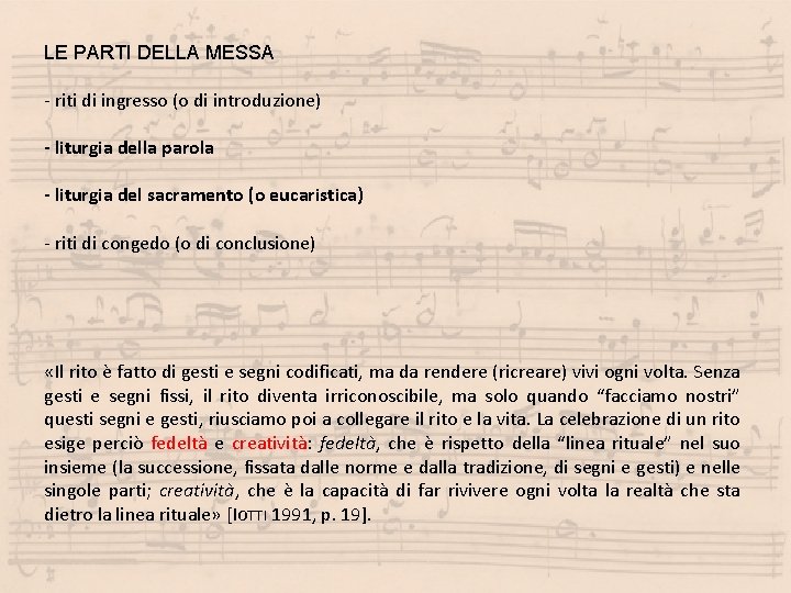 LE PARTI DELLA MESSA - riti di ingresso (o di introduzione) - liturgia della