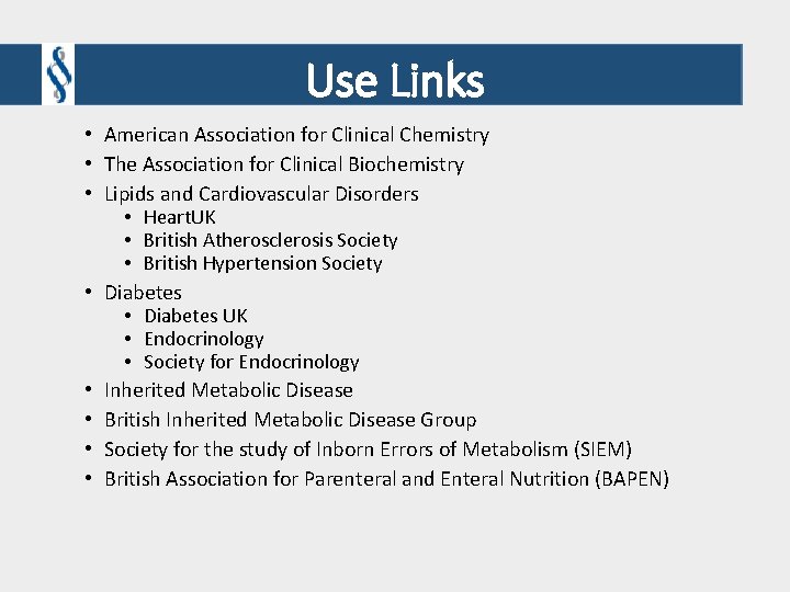 Use Links • American Association for Clinical Chemistry • The Association for Clinical Biochemistry Use Links • American Association for Clinical Chemistry • The Association for Clinical Biochemistry