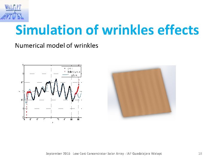 Simulation of wrinkles effects Numerical model of wrinkles September 2016 Low Cost Concentrator Solar Simulation of wrinkles effects Numerical model of wrinkles September 2016 Low Cost Concentrator Solar