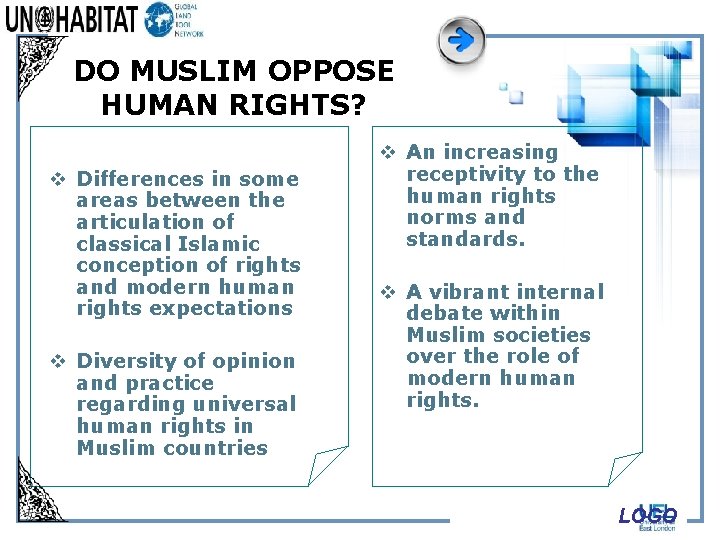 DO MUSLIM OPPOSE HUMAN RIGHTS? v Differences in some areas between the articulation of