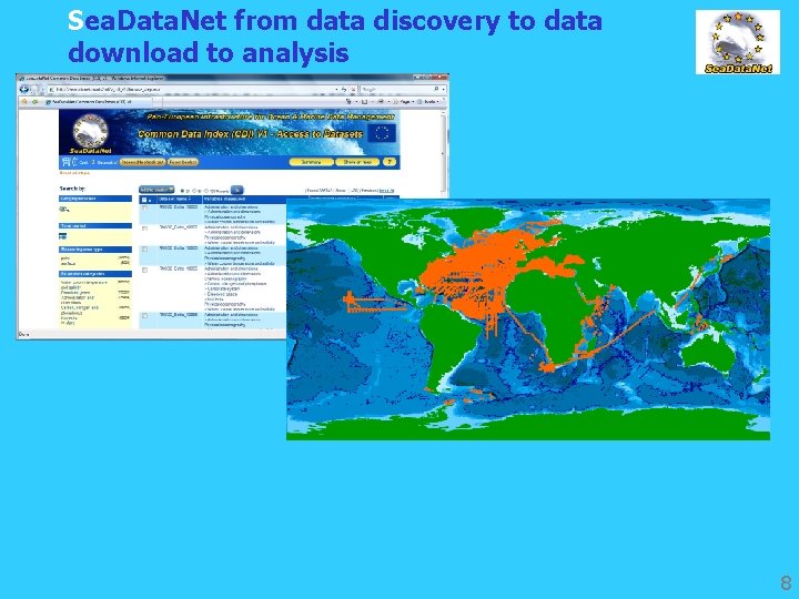 Sea. Data. Net from data discovery to data download to analysis 8 