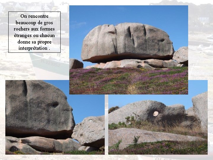 On rencontre beaucoup de gros rochers aux formes étranges ou chacun donne sa propre