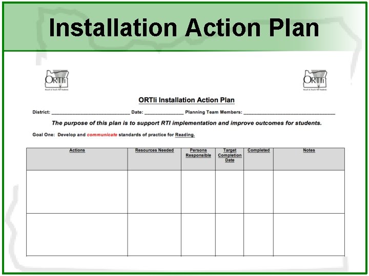 Installation Action Plan 